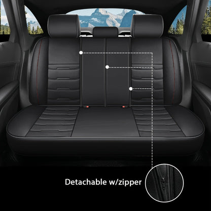 Car Seat Covers 5-Seat Faux Leather Set with Front Storage Pocket and Three Color Combinations