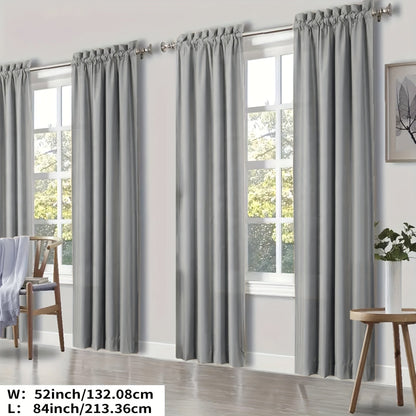 Blackout Curtains 4 Panels Thermal Insulated Room Darkening Drapes, Rod Pocket, Energy Saving, Solid Color for Bedroom & Living Room