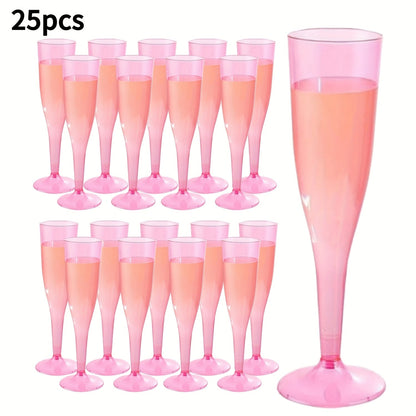 Pink 4.5-Ounce Stemmed Party Flutes in 25- or 50-Piece Packs for Toasts and Event Table Settings