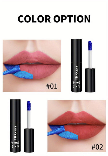 Matte Velvet Lip Stain Set 6 Colors Waterproof Smudge-Proof, Metallic Blue Cobalt Bold Shades Vegan Lip Gloss for All Skin Tones