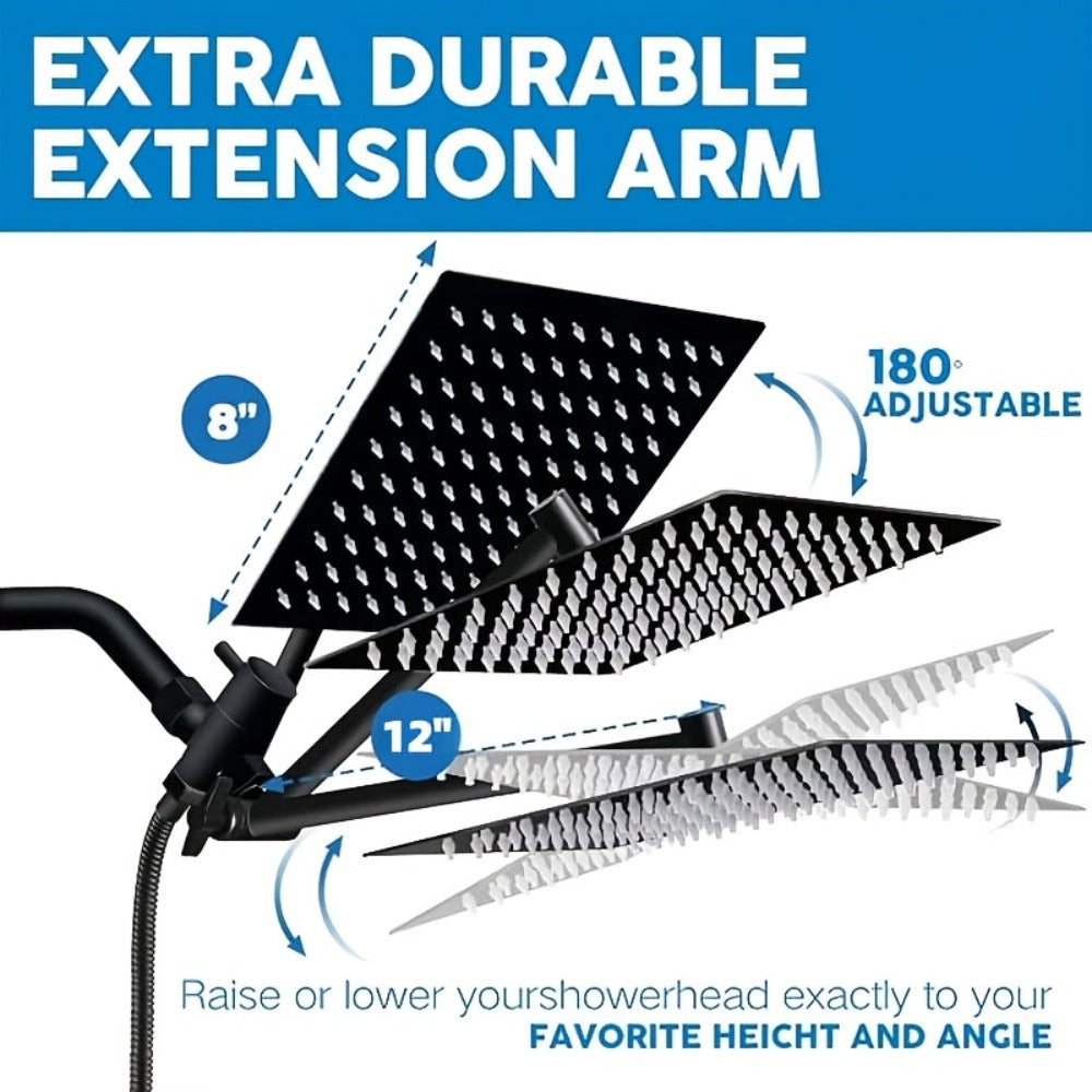 Rain Shower System with Handheld Shower Head, High Pressure Rainfall Showerhead Combo Copper Diverter Anti-Clog 8 10 12 Inch