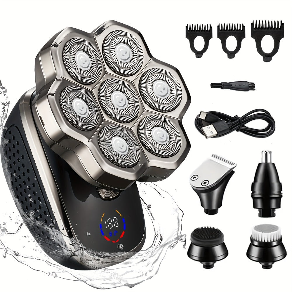 Electric Shaver 7D or 9D Rotary Head with Titanium Blades, LED Display, USB-C Charging and Set Options