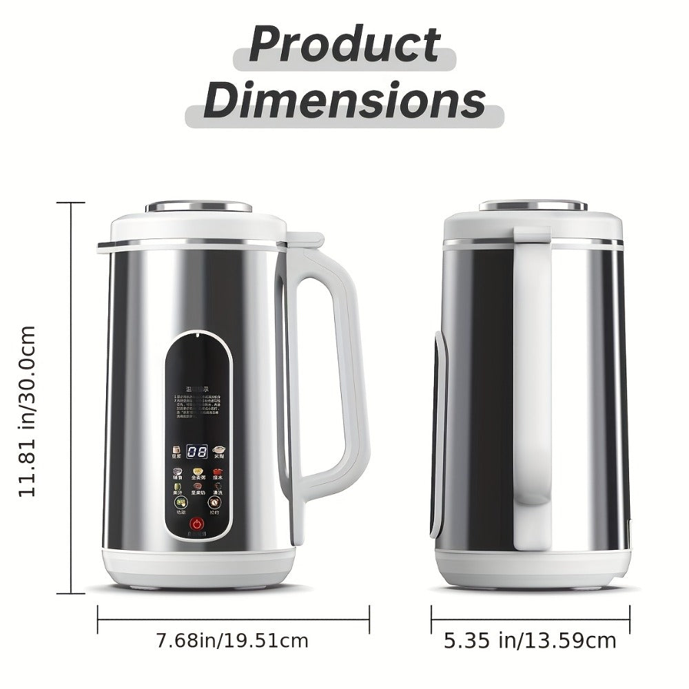 Soy Milk Maker Machine 40oz, 800W Stainless Steel Nut Milk, Soup & Juice Blender with Timer, Auto-Clean & Touch Control