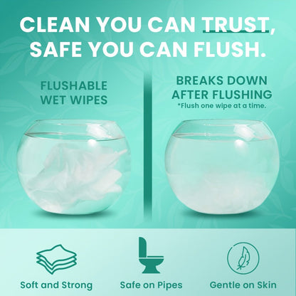 Flushable Wet Wipes Adult XL Unscented No Alcohol Septic Safe Toilet Wipes Portable Family Size for Bathroom Outdoor Camping Travel Hygiene