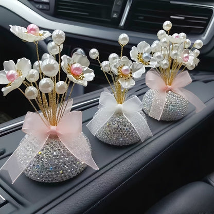 Crystal Flower Car Decoration Handmade DIY Simulation Crystal Flowers for Car Center Console Dashboard Home Decor Holiday Party Birthday