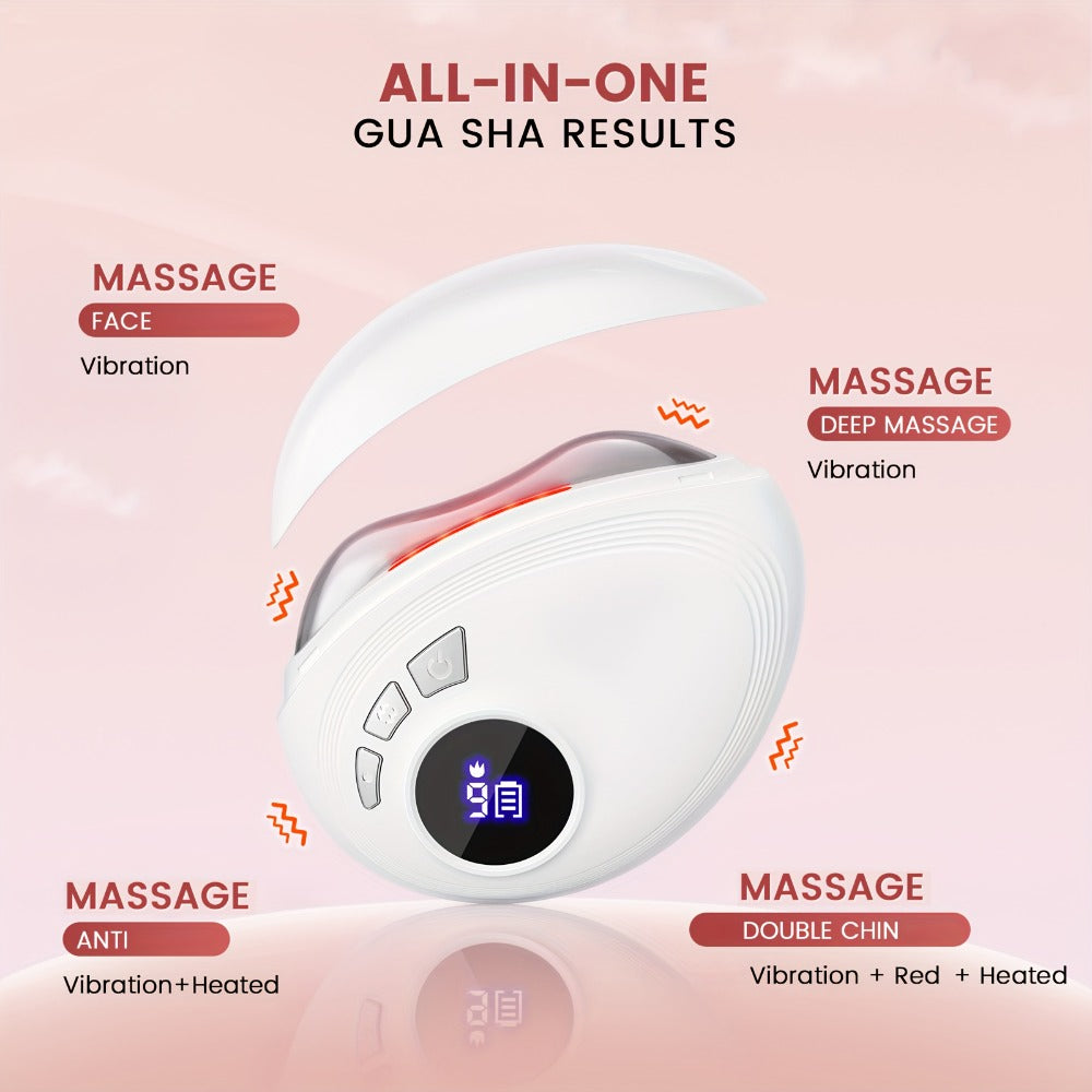 Gua Sha Electric Facial Sculpting Tool, 9-Speed Vibration & 9-Speed Heat, Face Lifting Lymphatic Drainage Massager for & Contouring