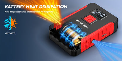 Portable Jump Starter with Air Compressor – 15000A-19000A Peak 350PSI 12V 17-in-1 Car Battery Jump Starter, Digital Display