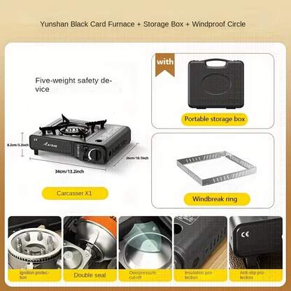 Portable Butane Stove – Cassette Camp Burner with Piezoelectric Ignition & Safety Lock for Camping Hiking BBQ Korean Cooking Outdoor