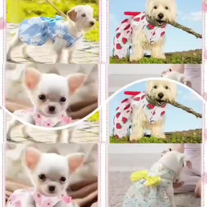 Dog Dress Floral Princess Bow – Cute Puppy Summer Dress for Small Dogs & Cats, Pink & Red Pet Dog Skirt with Bow Decoration