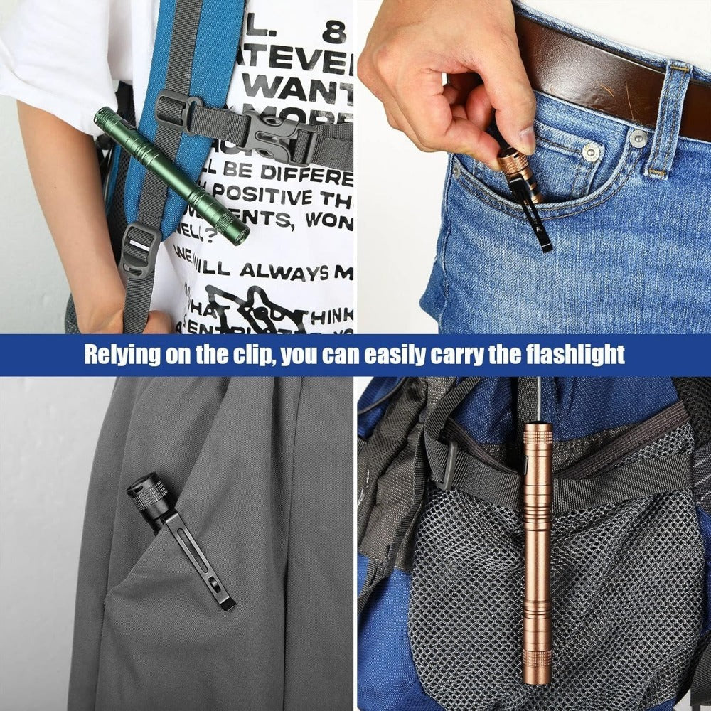 Pen Light Flashlights Bulk Pack with Clip – Mini Slim LED Pocket Torch for Camping, Outdoor, Home & Emergency Use