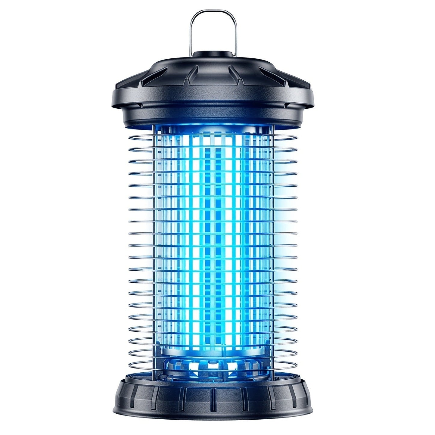 Cylindrical Plug-In Bug Zapper with Blue Grid Light in Black Single or Two-Piece Upgrade Options