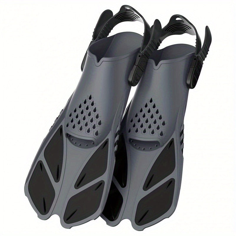 Adjustable Snorkel Diving Fins with Anti-Slip Lace-Up Design – Lightweight PP/TPR Open Heel Fins for Snorkeling Freediving Scuba Diving
