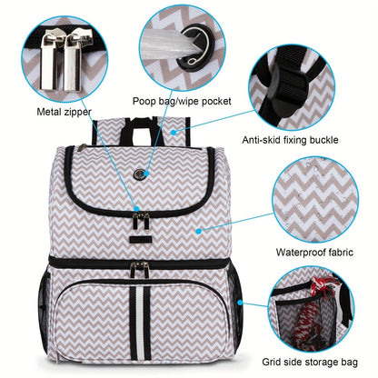 Pet Travel Backpack Double Layer Dog Cat Supplies Bag with 2 Collapsible Bowls 2 Food Baskets Portable Organizer for Outdoor Hiking Camping