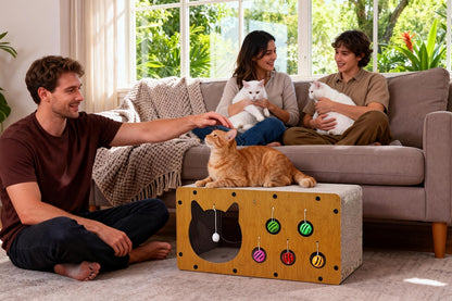 Cat Scratching Board with Interactive Rolling Ball – Multifunctional Cat Furniture for Scratching Playing & Resting