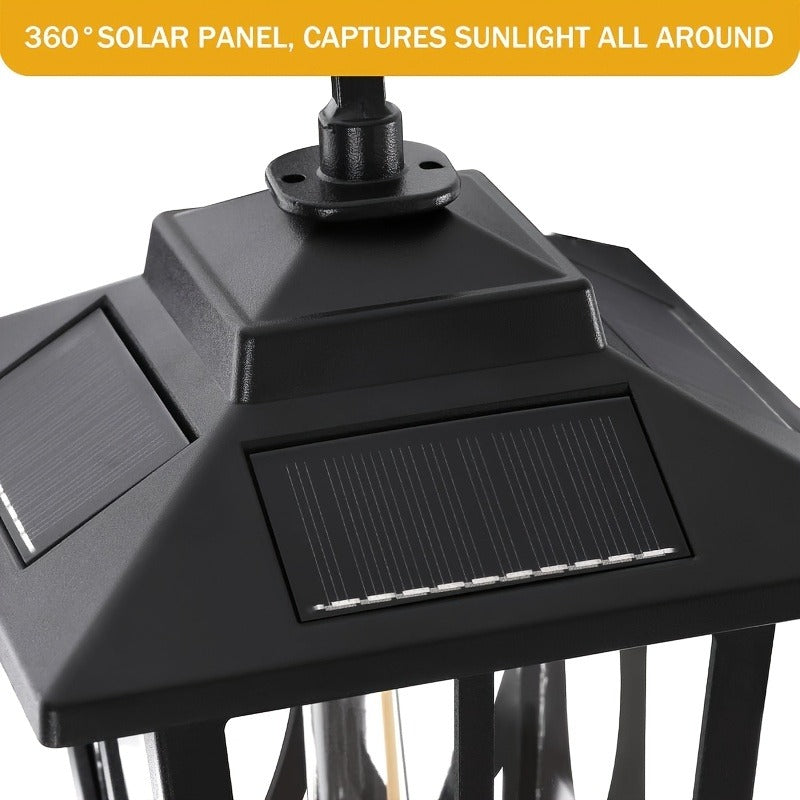 Three-Head Solar Lamp Post, Up to 73 Inches with Four Height Settings and 3000K Light Label