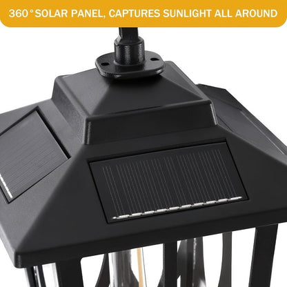 Three-Head Solar Lamp Post, Up to 73 Inches with Four Height Settings and 3000K Light Label