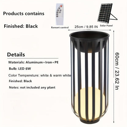 Solar Garden Light Table or Floor Lamp with Short and Tall Options, Solar Panel and Remote-Control Layout
