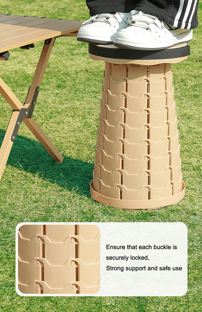 Collapsible Folding Camping Stool 2pcs | Max Load 400lbs Portable Telescopic Stool | Compact Plastic Seat for Travel Camping Hiking Fishing