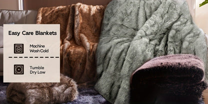 Faux Fur Throw Blanket 1060GSM Luxury – Super Soft Reversible Plush Mink Blanket for Bed Couch Sofa, Oversized Heavy Weight Cozy Blanket