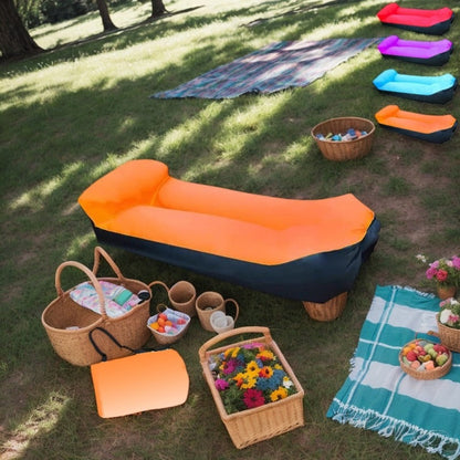 Two-Tone Inflatable Air Lounger with Storage Bag in Red, Blue or Purple with Black Base Options