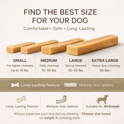 Himalayan-Style Hard Cheese Dog Chews in Small, Medium or Extra Large, Single or Four-Piece Packs
