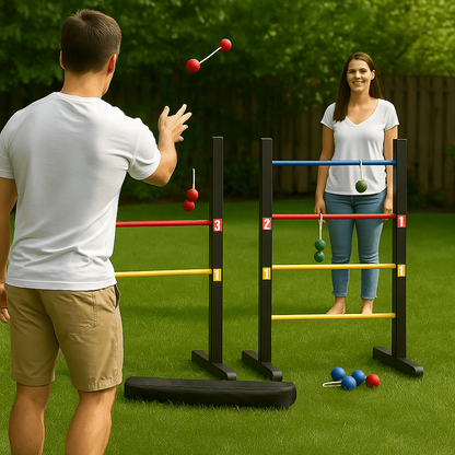 Outdoor Lawn Toss Game Set – Washer Toss & Ladder Toss for Backyard Party, Portable Yard Games for Adults Kids Family