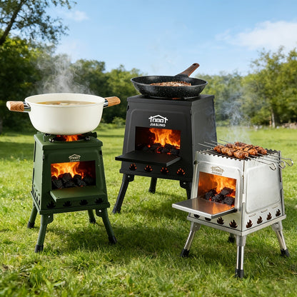 Camping Wood Stove Portable Wood Burning Stove – Outdoor BBQ Rocket Stove for Hiking Picnic Survival Cooking