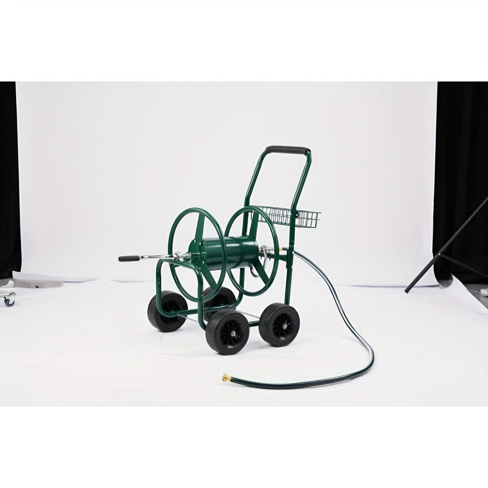Garden Hose Reel Cart | 250ft Capacity, Heavy-Duty Steel, 4 Wheels & Storage Basket