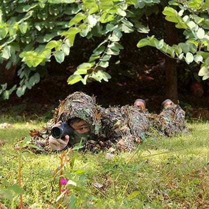 Ghillie Suit 3D Camo Hunting Set – Lightweight Breathable Hooded Camouflage Jacket & Pants for Deer Hunting Sniper Airsoft & Wildlife