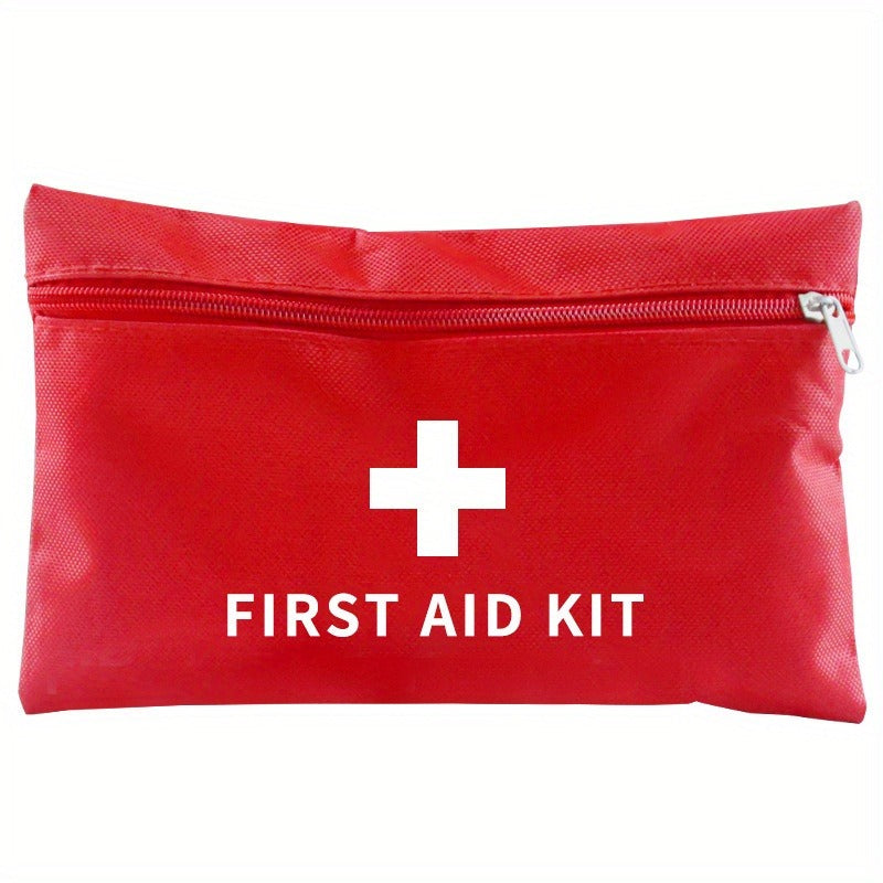 First Aid Bag 16-Pack – Empty Water-Resistant Nylon Pouch with Full-Open Zipper & Cross Symbol, Lightweight Portable Medical Bag for Home