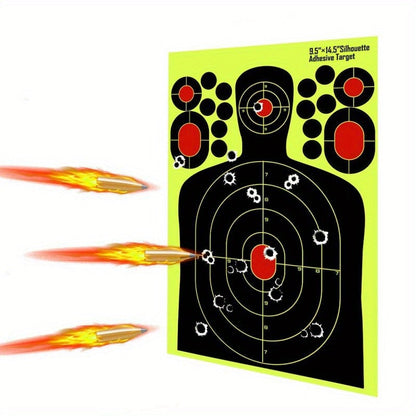 Splatter Shooting Targets Human Silhouette 20 Pack – Reactive Glow Fluorescent Paper Range Targets for Pistol