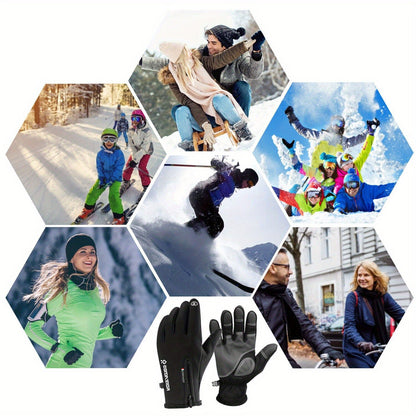 Two-Pair Full-Finger Winter Gloves in Black or Gray with Complete S, M, L, XL and XXL Size Grid