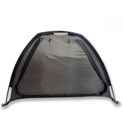 Camping Tent Organizer 9-Shelf with Zippered Flap – Hanging Storage Rack for Shoes, Gear & Dining, Fits Most Tents, Brown & Gray