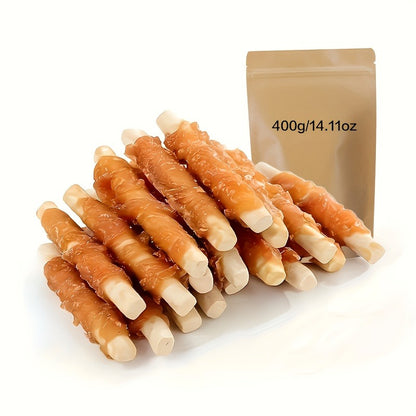 Calcium Stick Dog Treats – Chicken Wrapped Milk Calcium Sticks, High Protein Easily Digestible Training Rewards for Small Medium Large Dogs