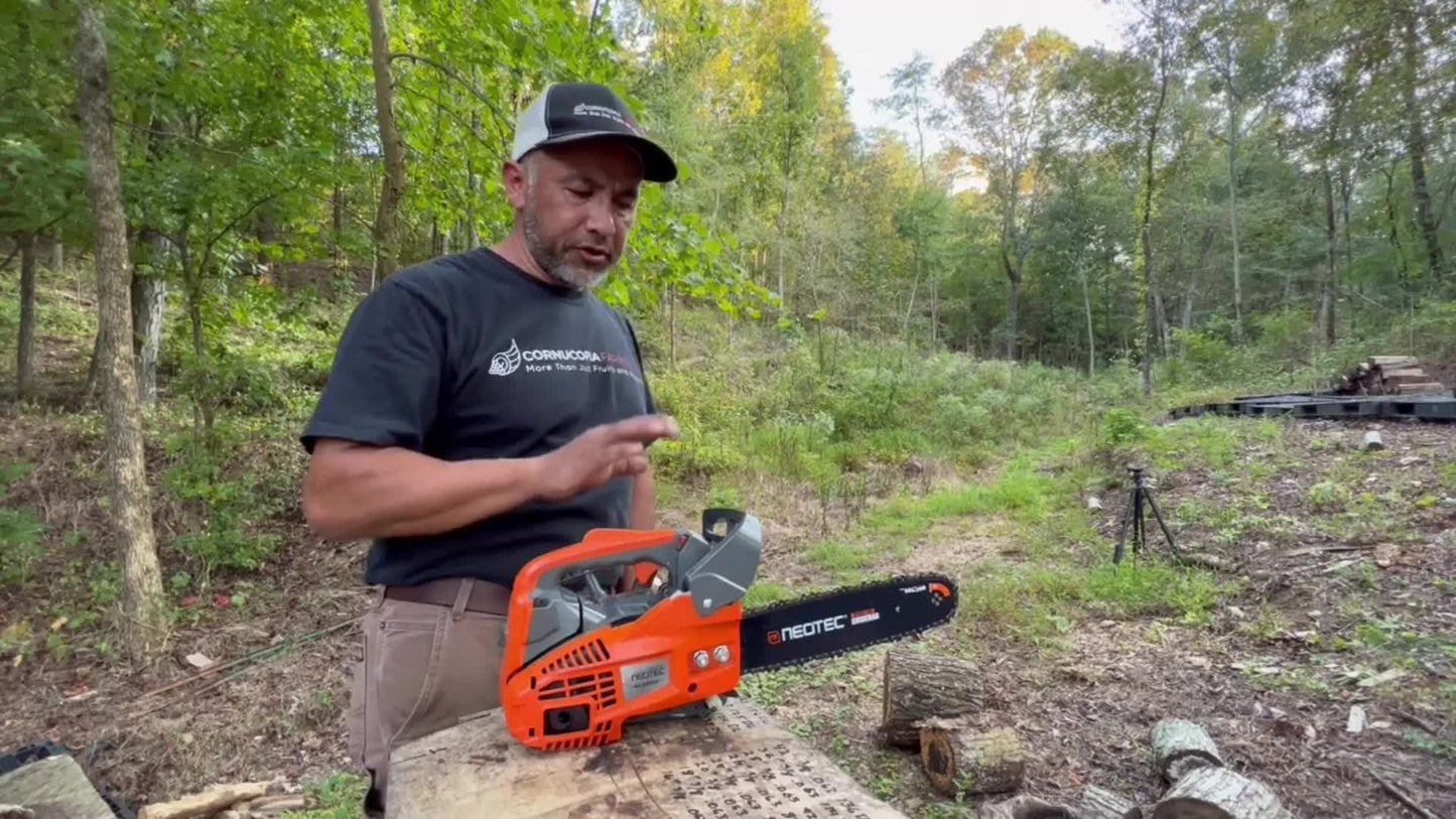 25.4CC 12-Inch Top-Handle Gas Chainsaw with Two-Stroke Engine and Pictured Accessory Group