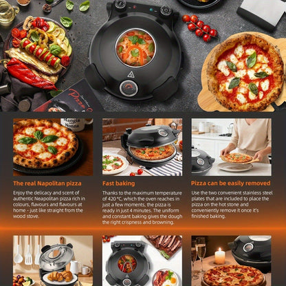 Pizza Oven Indoor 12-Inch Countertop, Heats Up to 800°F Electric Pizza Maker for Home, Fast Preheat