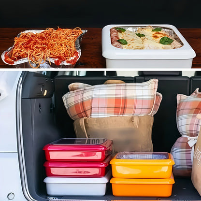 Foil Pan Carrier with Lid 2 in 1 Stackable Food Storage Set BPA Free Dishwasher Safe Portable Casserole Holder for Potluck BBQ Picnic