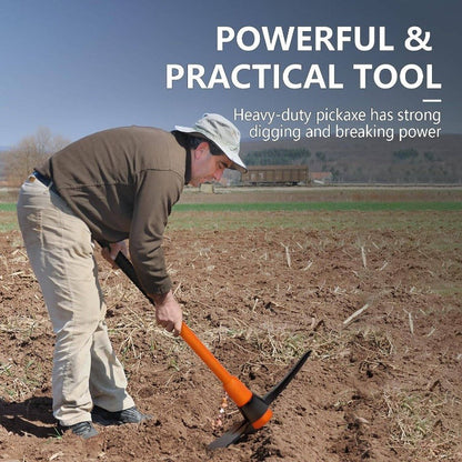 1pc Pick Mattock Hoe with Forged Head & 36-Inch Rubber Handle - Professional-Grade Multi-Purpose Pickaxe Suitable for Digging