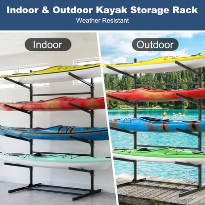 Kayak Storage Rack, Adjustable Stand for SUP, Canoe & Paddle Board, Wall, Dock & Freestanding, 400 lbs Capacity
