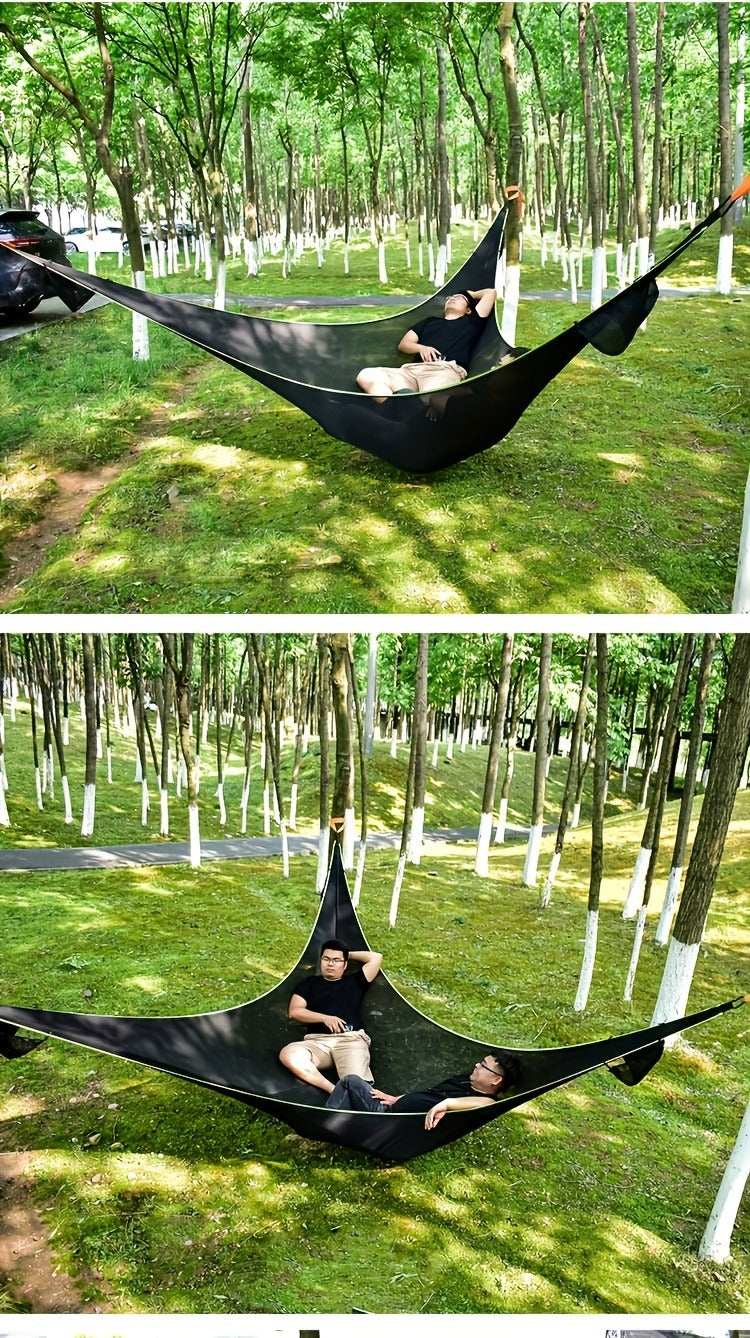 Outdoor Triangle Hammock Multi-Person – Large Aerial Tree Tent, Mesh Swing Camping Hammock for Backyard, Camping & Relaxing