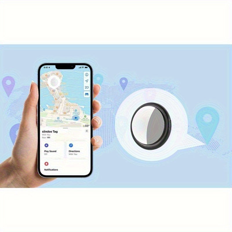 Two-Pack Round Apple Find My Item Trackers in Black and White with Silicone Key Ring Holders