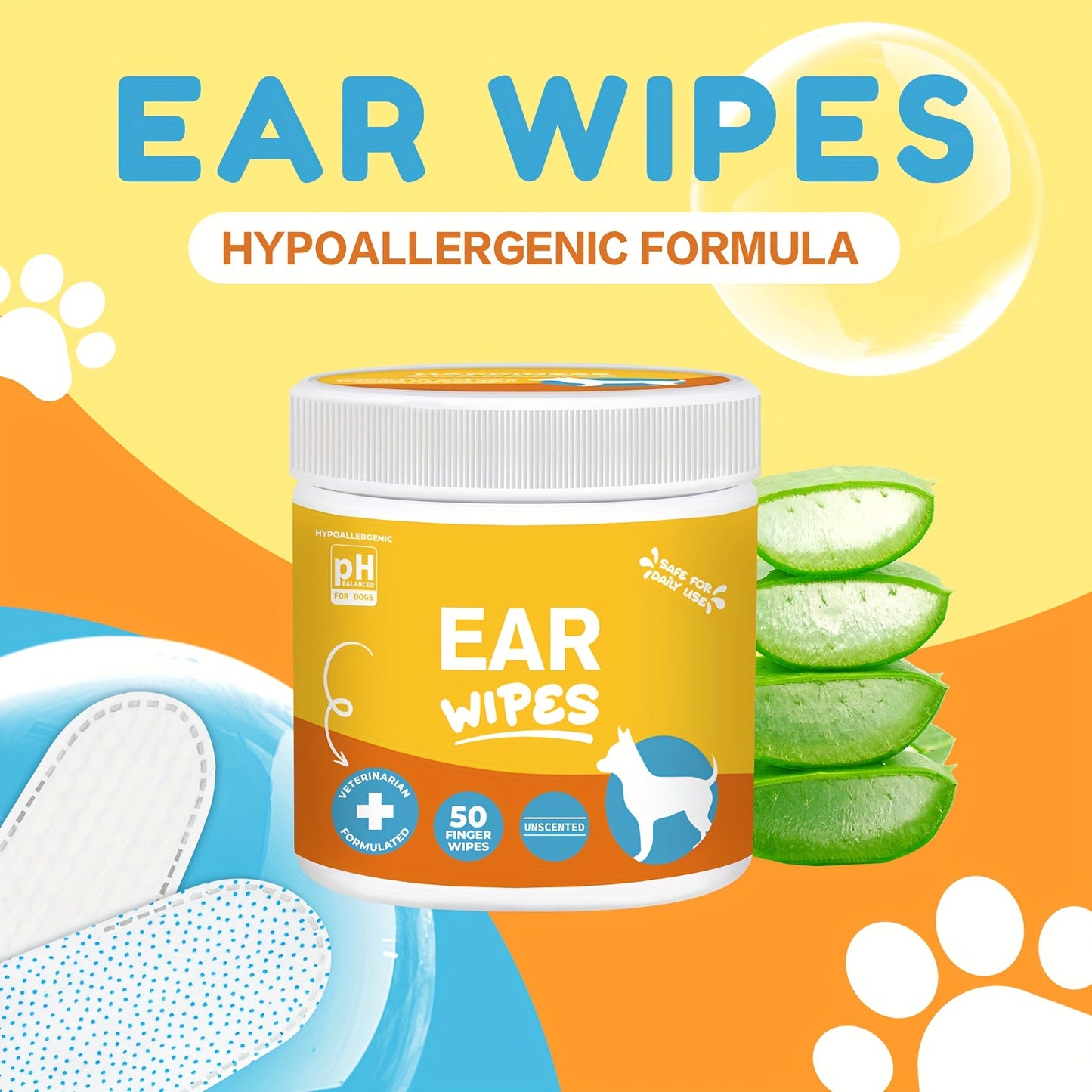 Pet Cleaning Wipes for Dogs & Cats – Ear Wipes Eye Wipes Dental Wipes Teeth Cleaning Kit, Soothing Deodorizing Itch Relief Coconut Scent