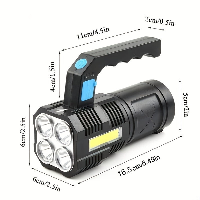 Flashlight 6-Pack Rechargeable Hand Torch Set with Main Beam, COB Side Light and Power Display