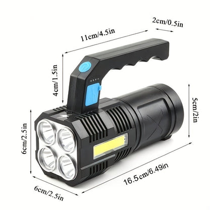 Flashlight 6-Pack Rechargeable Hand Torch Set with Main Beam, COB Side Light and Power Display