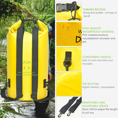 Waterproof Dry Bag Backpack 40L Roll Top Lock Closure PVC Floating Storage Bag for Kayaking Boating Swimming Hiking Camping Fishing Black