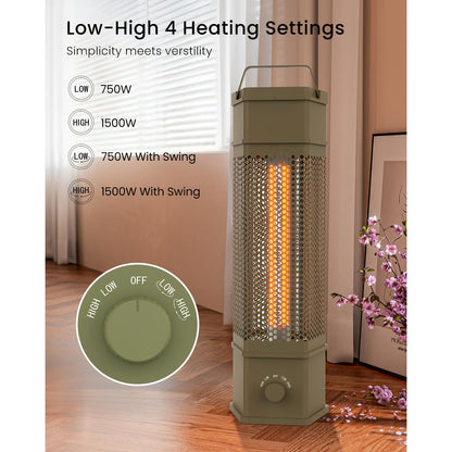 Electric Patio Heater 1400W 28", All-Around Radiant Heating with Tip-Over & Overheat Protection