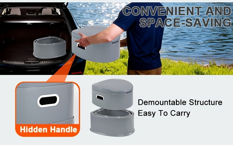 Extra Large Portable Toilet for Adults – Indoor Outdoor Commode with Detachable Inner Bucket & Removable Paper Holder
