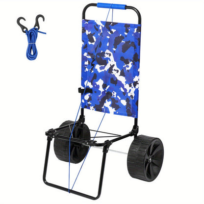 Folding Beach Cart with Balloon Wheels, Sand Dolly for Camping Fishing Picnic Garden, for Garden, Patio and Yard Use