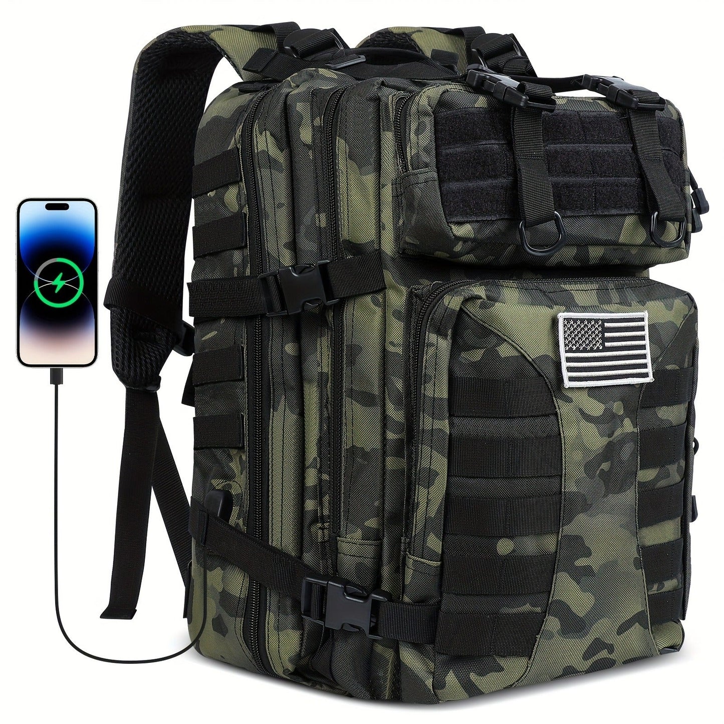 Tactical Military Backpack 50L – Large Capacity Molle Rucksack for Camping, Hiking, Hunting, Fishing & Travel