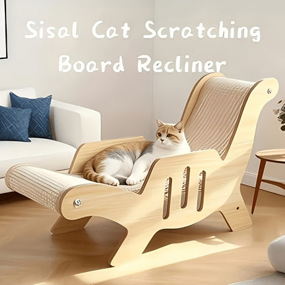 Cat Scratcher Lounge Chair 2-in-1 Natural Sisal Sofa Bed No Shedding Breathable Ultra Durable Oversized Design for Scratching Napping